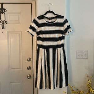 Ann Taylor Loft Black and White Stripe Dress Size 4